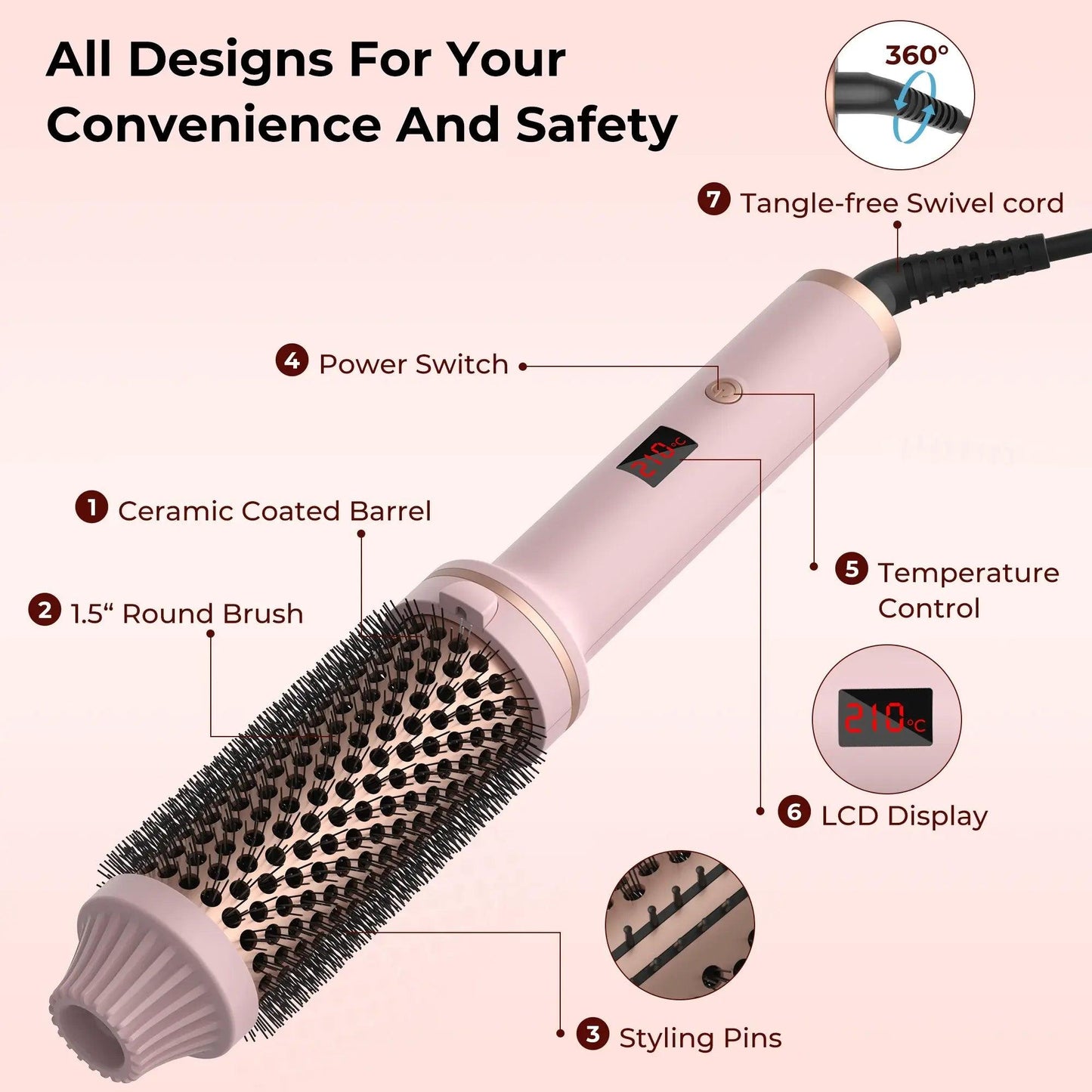 Heated Curling Iron Brush - Soluna Bliss