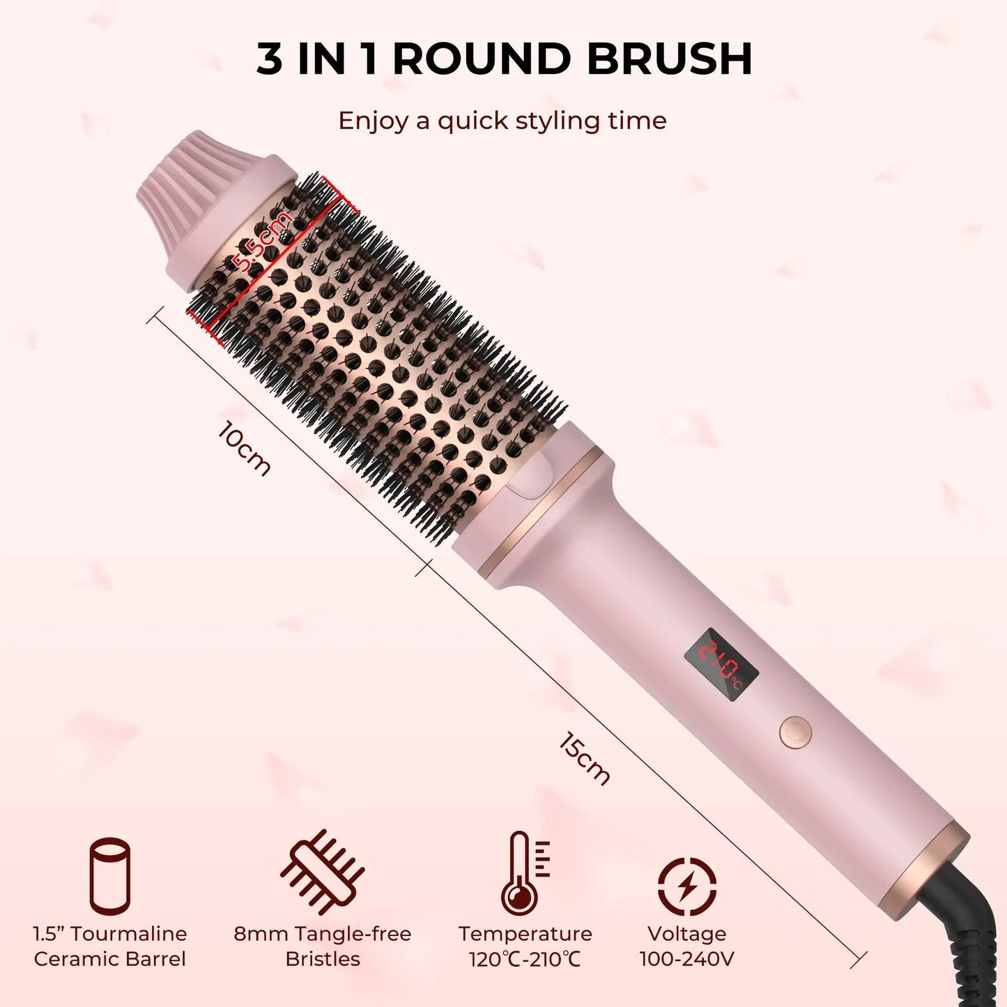 Heated Curling Iron Brush - Soluna Bliss