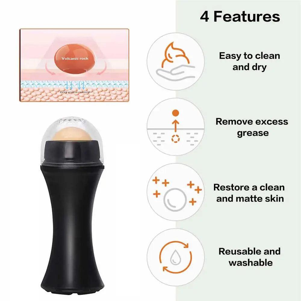 Face Roller By Revlon Oily Skin Control For Face Makeup Oil Absorbing, Volcanic Reusable Facial Skincare Tool Mini Massage - Soluna Bliss